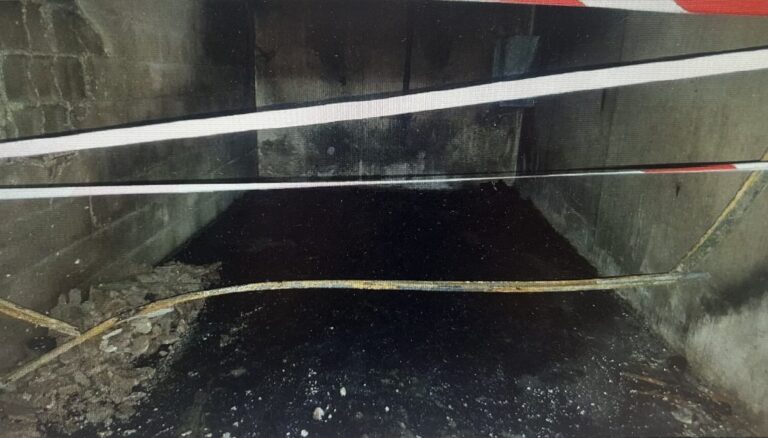 Garage incendié en sous-sol avant travaux